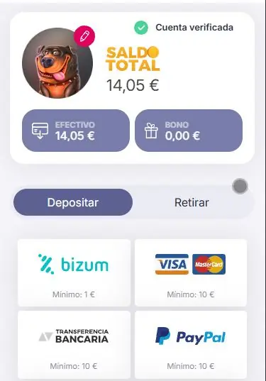 Métodos de pago y retiros