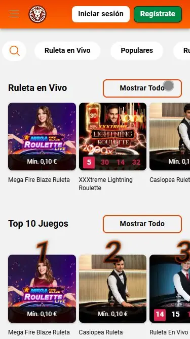 LeoVegas Casino en vivo