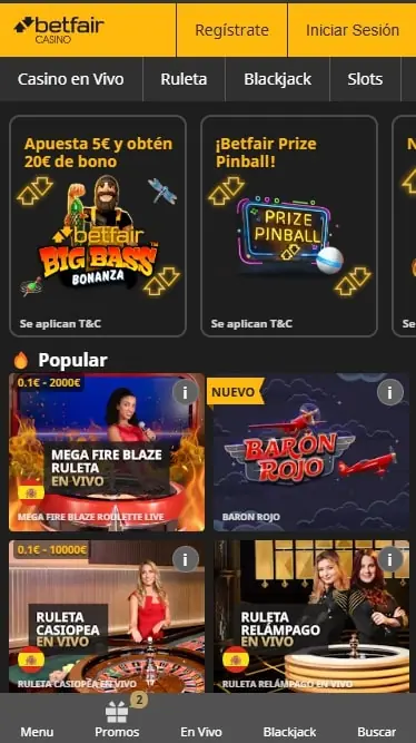 Pagina principal Betfair Casino