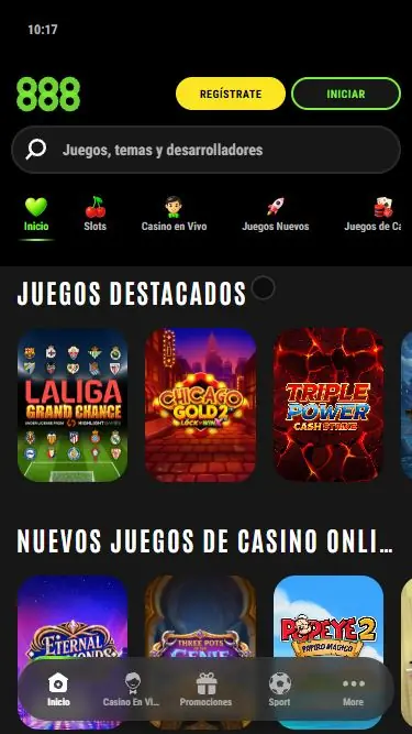 Página de tragamonedas de 888Casino