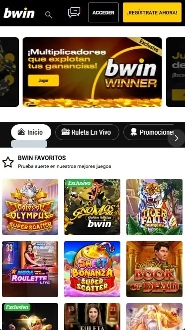 Pagina principal bwin