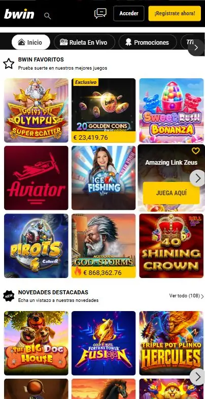 Catálogo de juegos de Bwin Casino