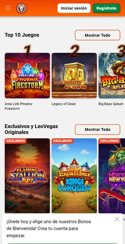 LeoVegas catalogo de juegos
