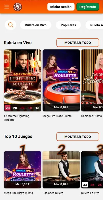 LeoVevas Casino en vivo