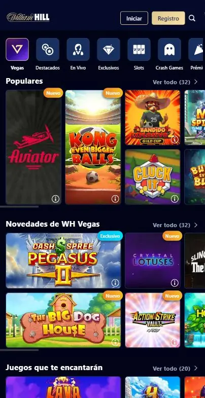 William Hill catalogo de juegos
