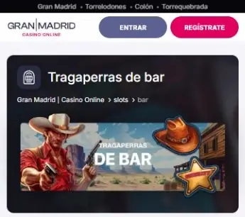 Sección de tragaperras de bar de Gran Madrid Casino Online