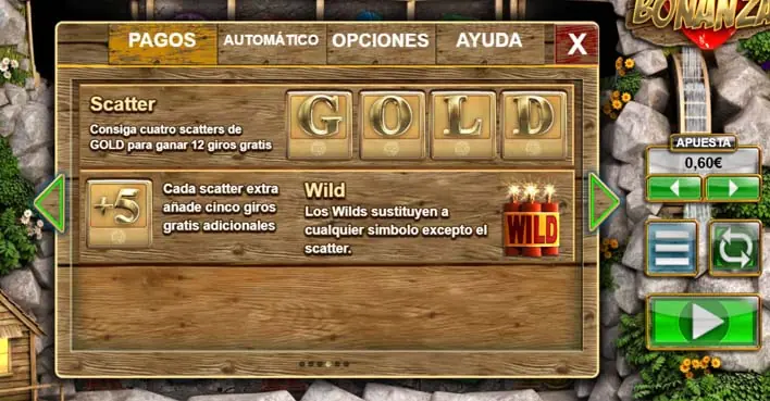 Reglas de los scatters G-O-L-D y del wild en Bonanza Megaways