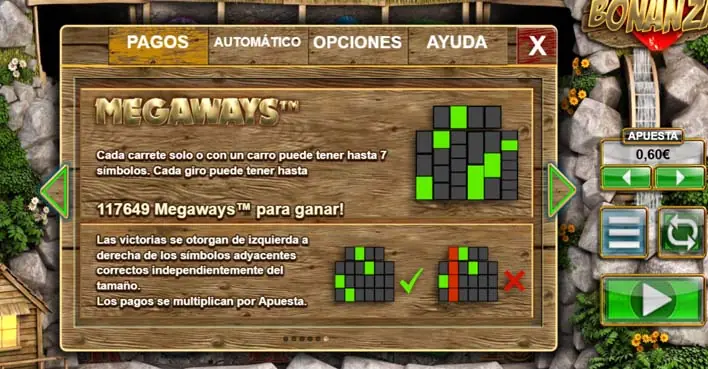 Reglas de Megaways y combinaciones ganadoras de Bonanza