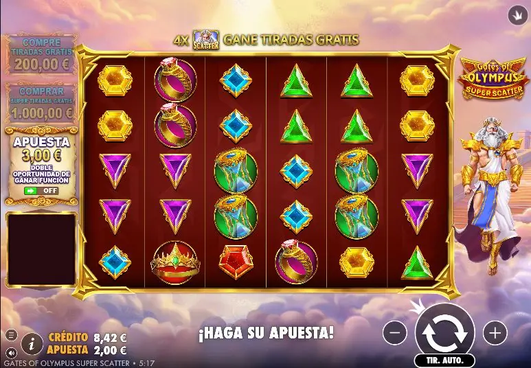 Símbolo Scatter de Zeus y sus pagos en Gates of Olympus original, en español