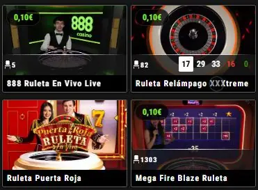 Ruletas de 888casino con La Puerta Roja y Mega Fire Blaze