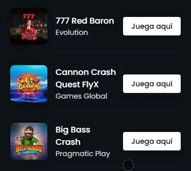 Juegos crash con 777 Red Baron, Cannon Crash y Big Bass Crash