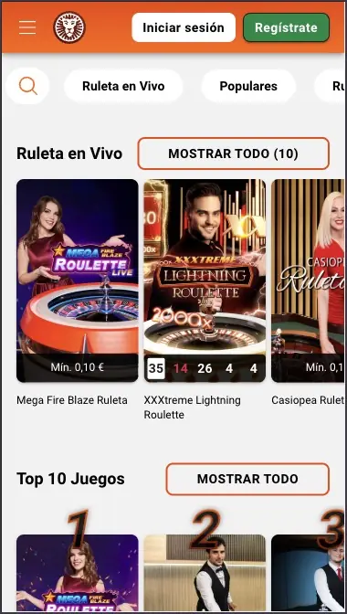 Ruletas de LeoVegas con Mega Fire Blaze y XXXtreme Lightning Roulette