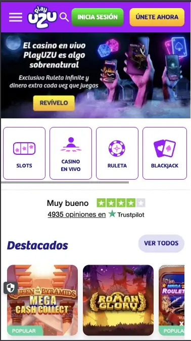 Categoría Blackjack de PlayUZU España con First Person Blackjack y otras variantes de blackjack