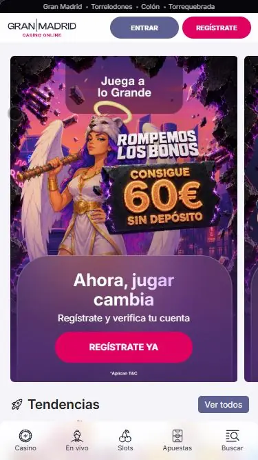 Bono sin depósito de 60€ de Casino Gran Madrid