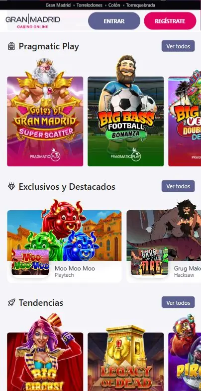 Catálogo de slots de Casino Gran Madrid