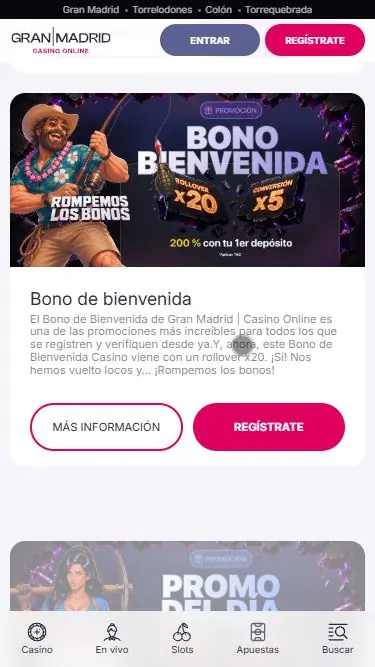 Bono de bienvenida del 200% con rollover x20 de Casino Gran Madrid