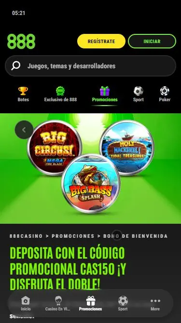 Promoción de 888casino con el código CAS150