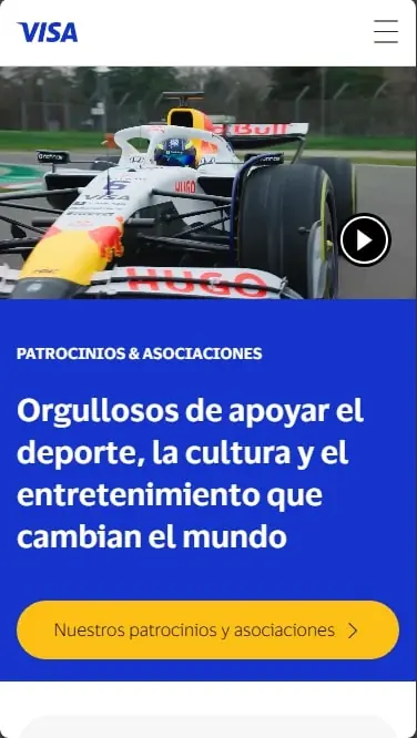 Página de patrocinios y asociaciones de Visa